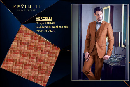 S201/28 Vercelli CVM - Vải Suit 95% Wool - Cam Trơn